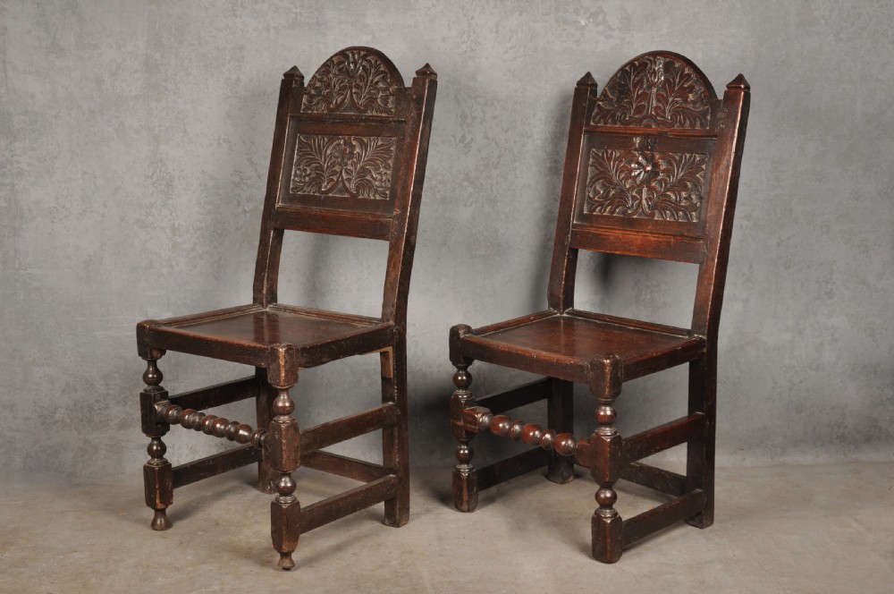 Near Pair Of 17th Century  Lancashire Chairs  View III