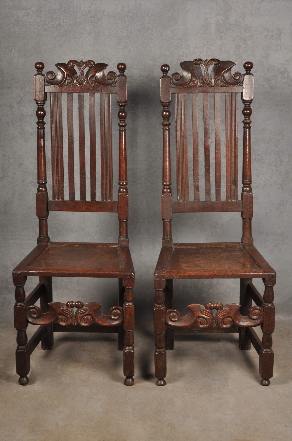 Fine Pair Of 17th Century Oak Side Chairs