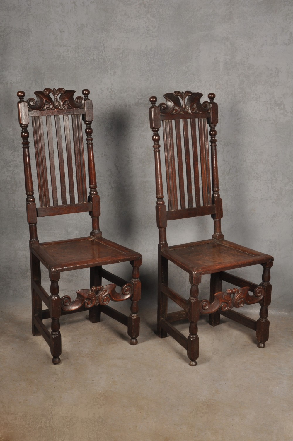 Fine Pair Of 17th Century Oak Side Chairs View II