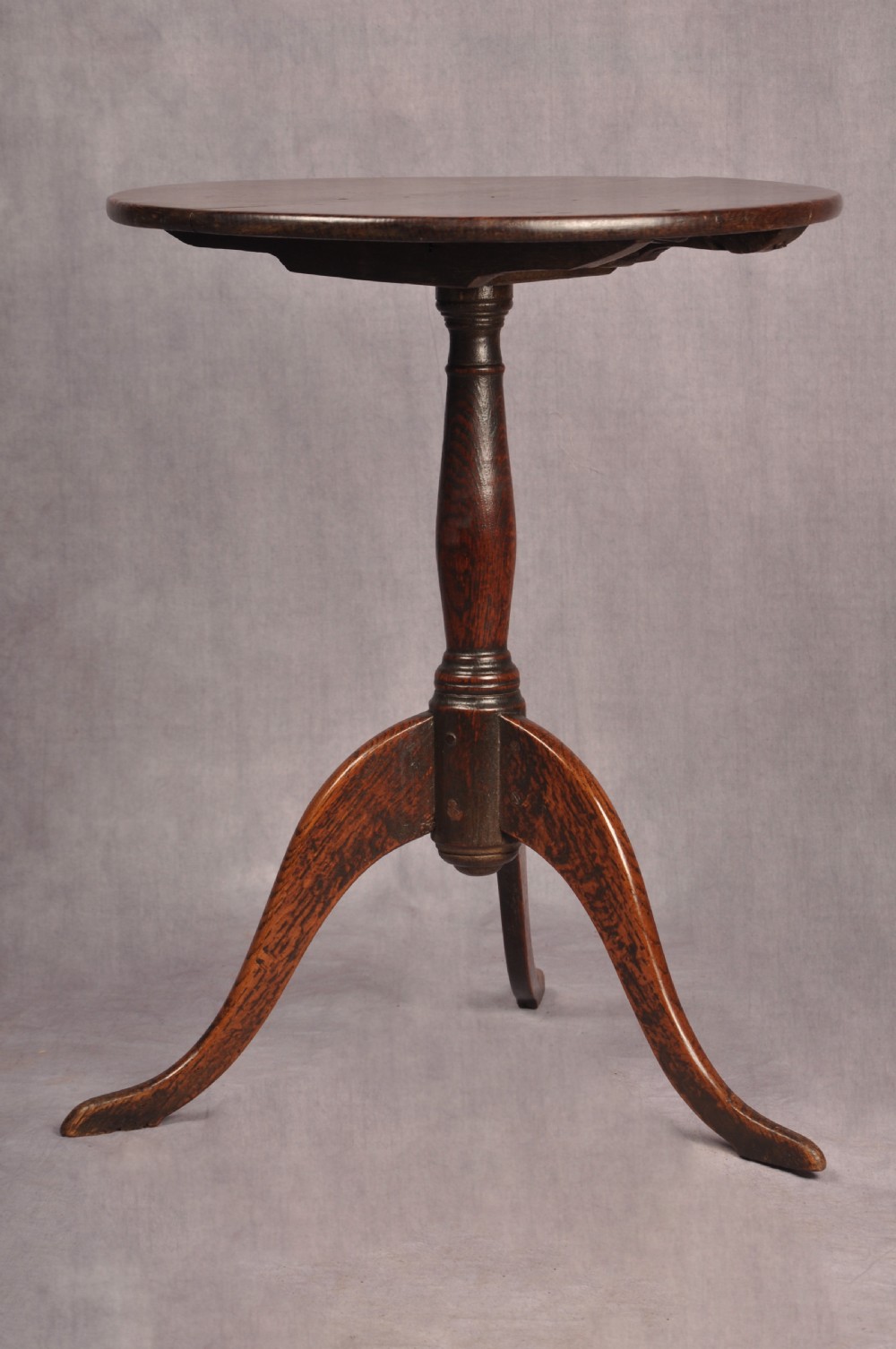 18th Century Primitive Oak Tripod Table View II