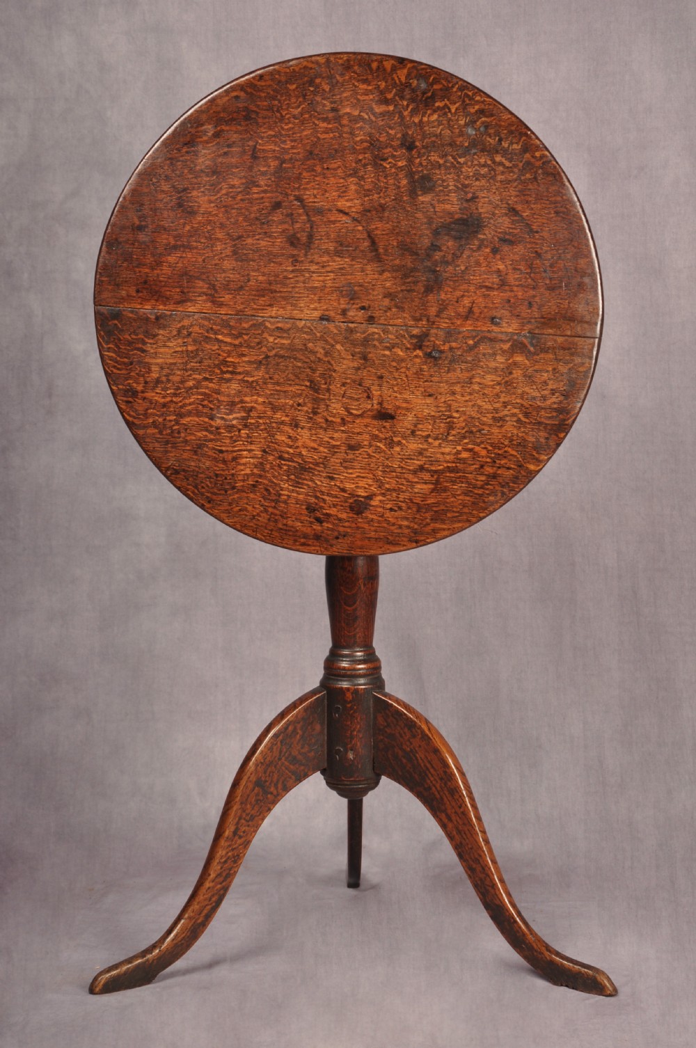 18th Century Primitive Oak Tripod Table View V