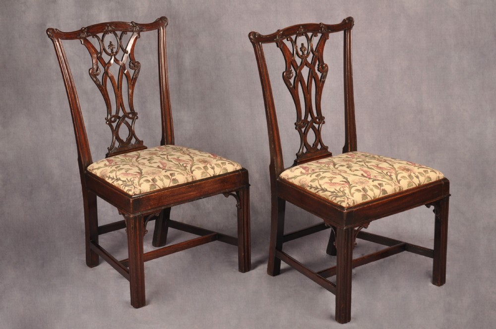 Fine Pair Of 18th Century Mahogany Chippendale Chairs