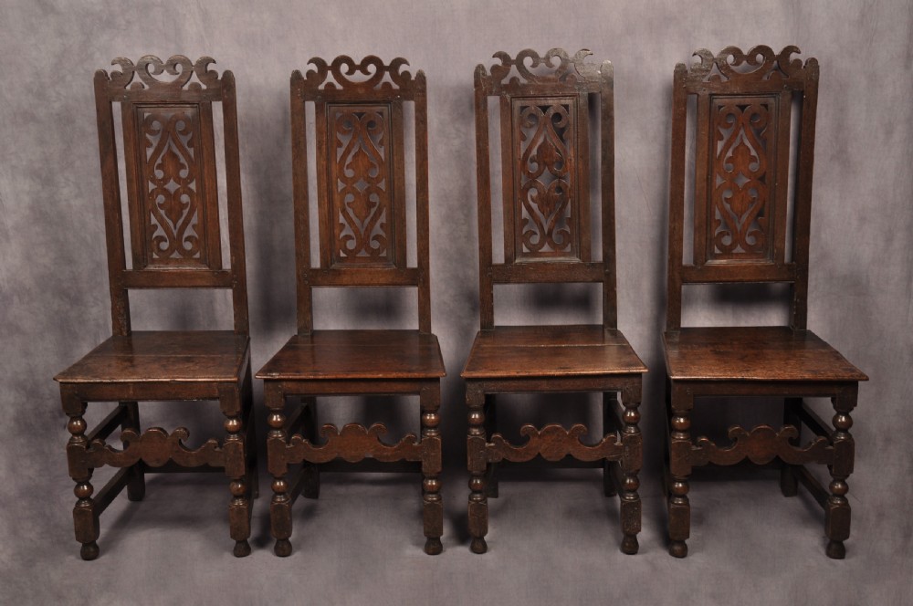 Set Of Four 17th Century Oak Chairs