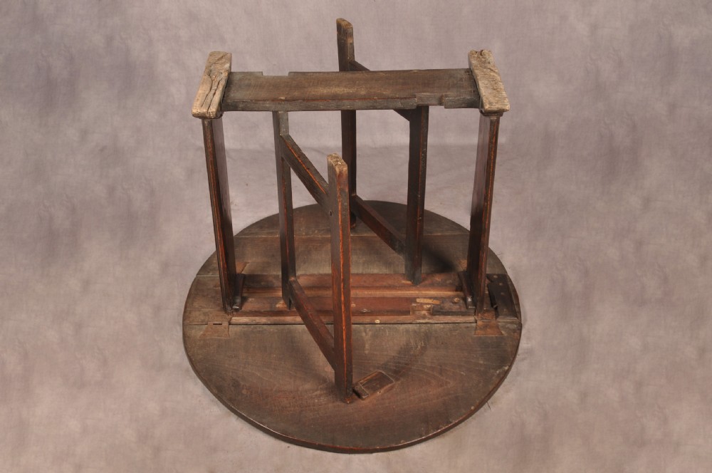 Rare Mid 17th Century Elm Gateleg Table Of Small Proportions View IX