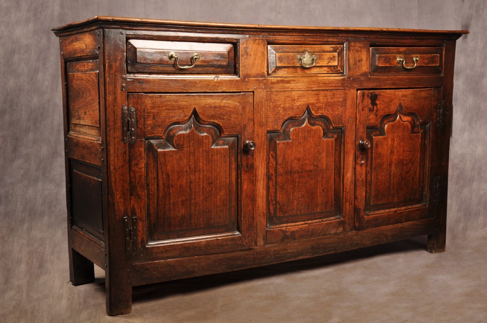 A rare mid 18th Century Welsh Elm Dresser Base View V