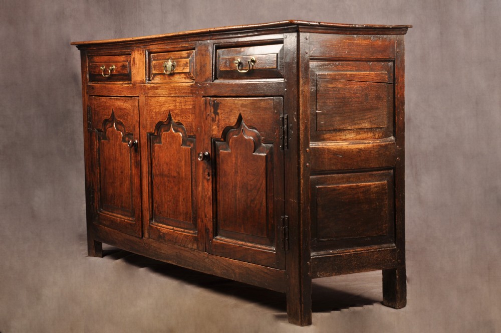 A rare mid 18th Century Welsh Elm Dresser Base View VI