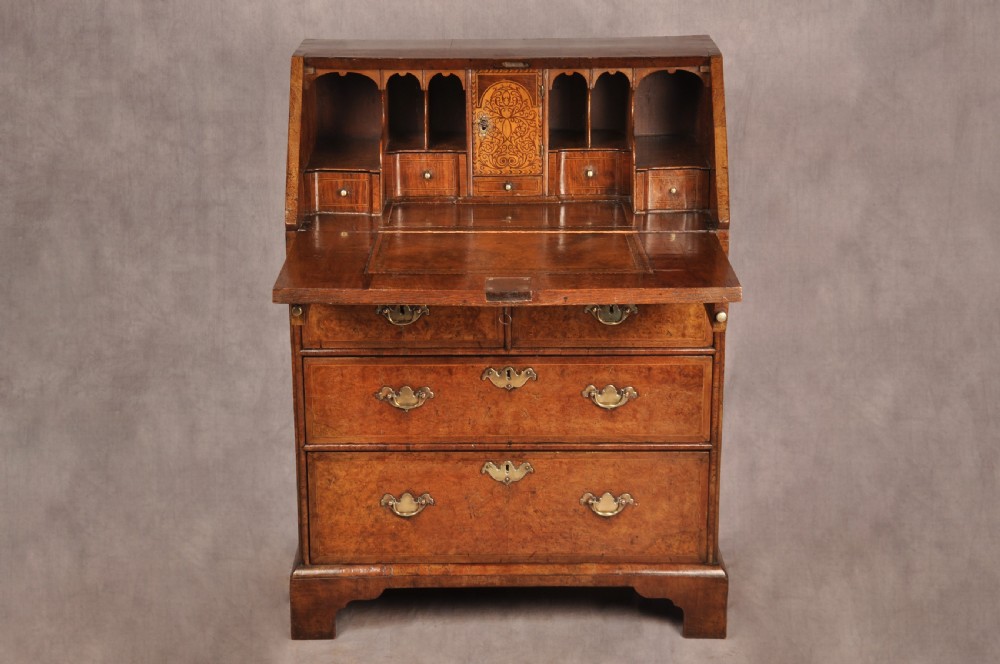 Rare late 17th Century Burr Elm & Walnut Bureau  View VIII