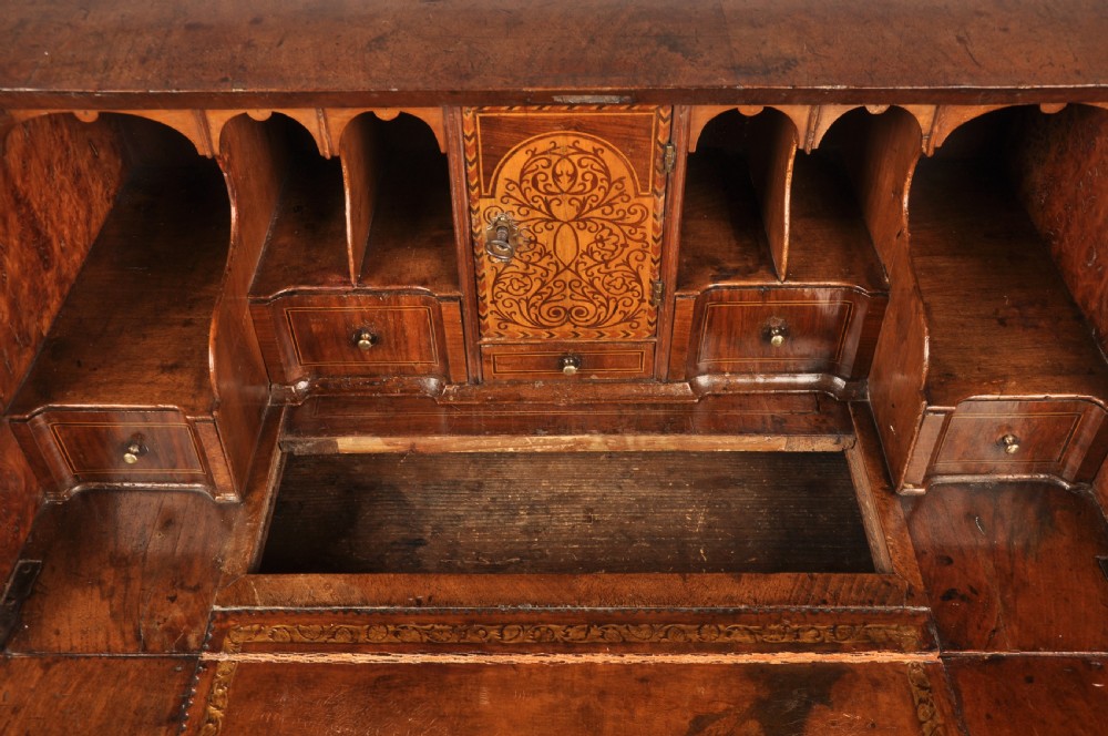 Rare late 17th Century Burr Elm & Walnut Bureau  View XV