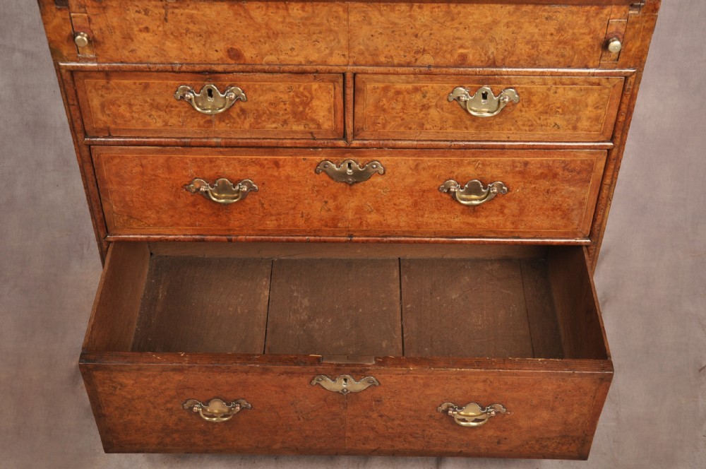 Rare late 17th Century Burr Elm & Walnut Bureau  View XVIII
