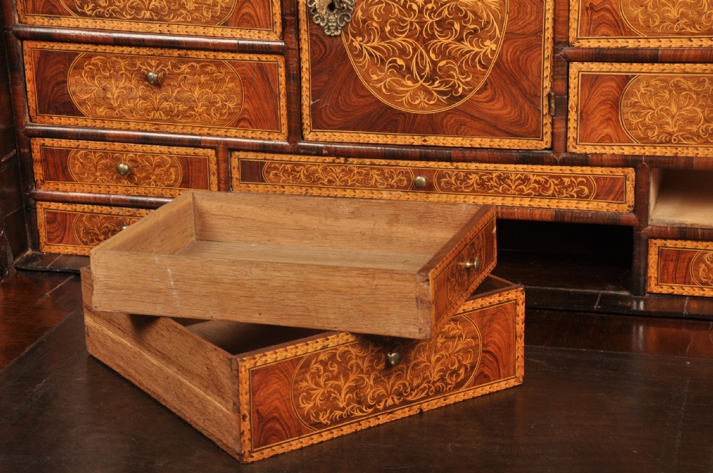 Important 17th Century Arabesque/Seaweed Marquetry Escritoire On Stand  View XIV