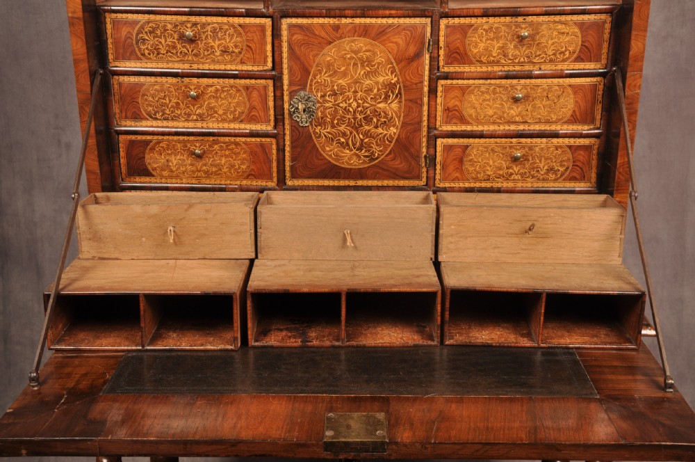 Important 17th Century Arabesque/Seaweed Marquetry Escritoire On Stand  View XVIII