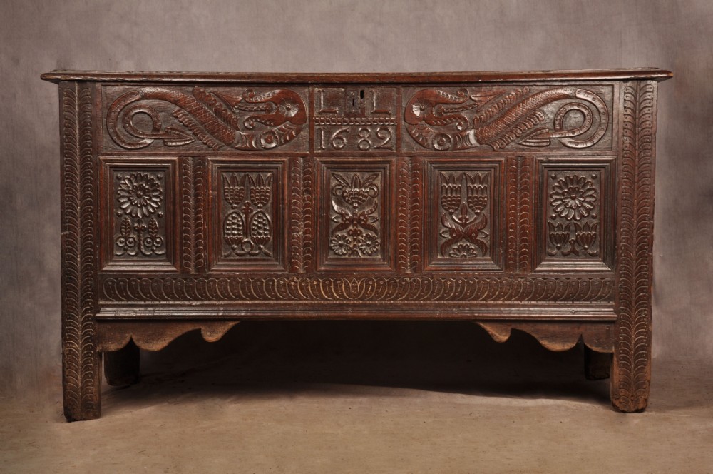 17th Century Oak Lancashire Coffer