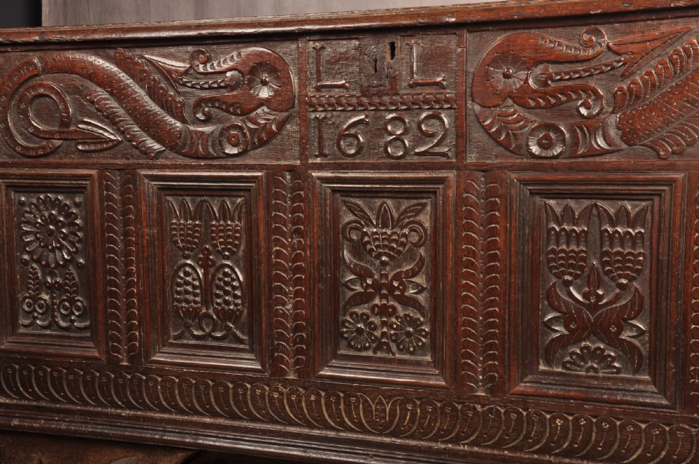 17th Century Oak Lancashire Coffer View II