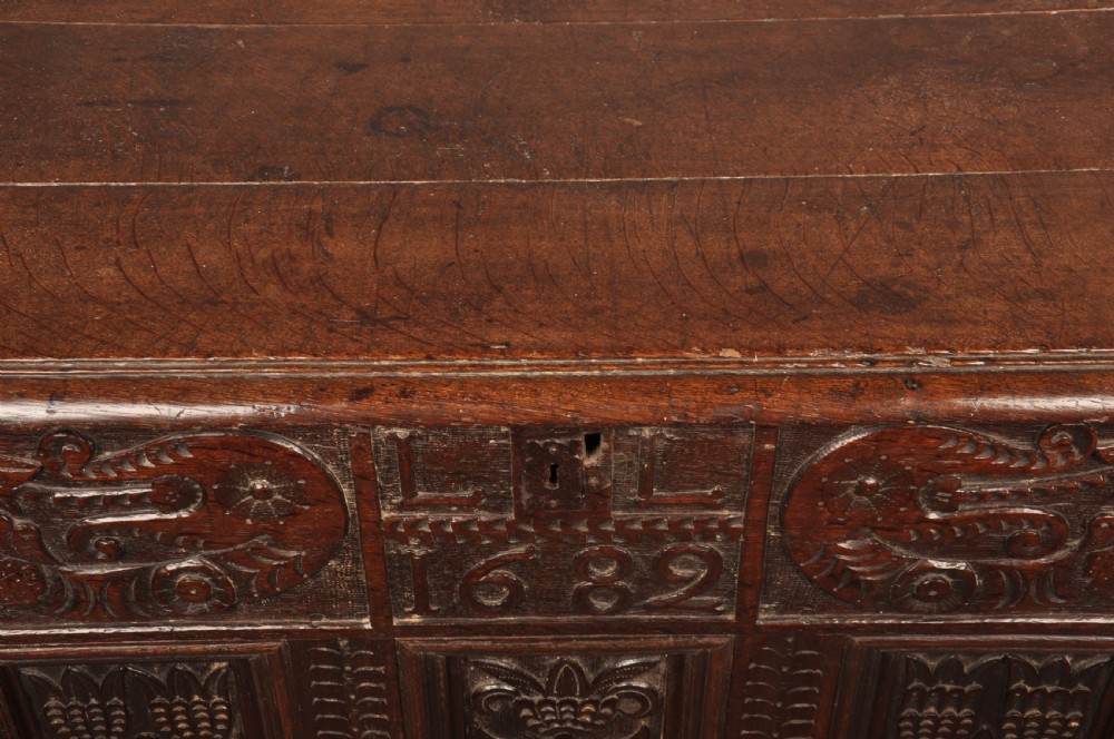 17th Century Oak Lancashire Coffer View XI