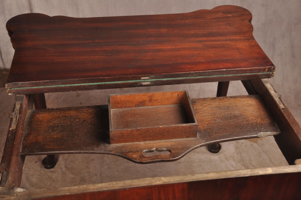 Fine 18th Century Mahogany Concertina Action Card Table View IX