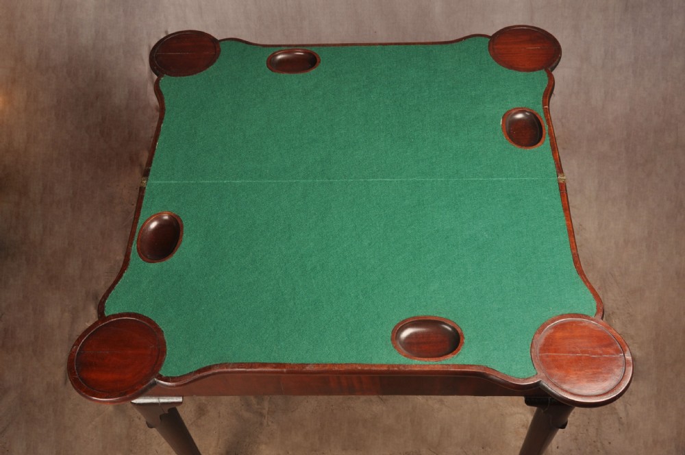 Fine 18th Century Mahogany Concertina Action Card Table View XI