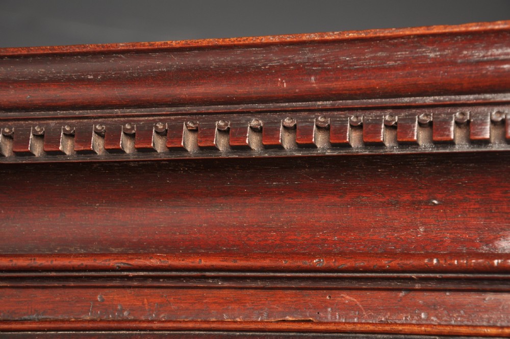 An 18th-century Georgian mahogany chest-on-chest featuring a two-part construction with brass swan-neck handles and bracket feet. View XI