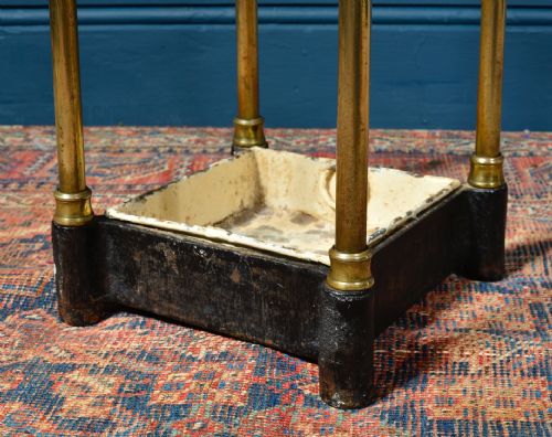 VICTORIAN BRASS AND CAST IRON STICK UMBRELLA STAND - ADDITIONAL PHOTO 4
