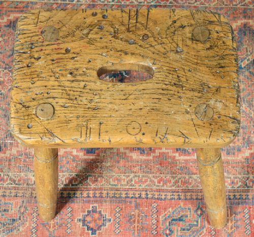 ARTS CRAFTS ELM STOOL BY WILLIAM BIRCH - ADDITIONAL PHOTO 1
