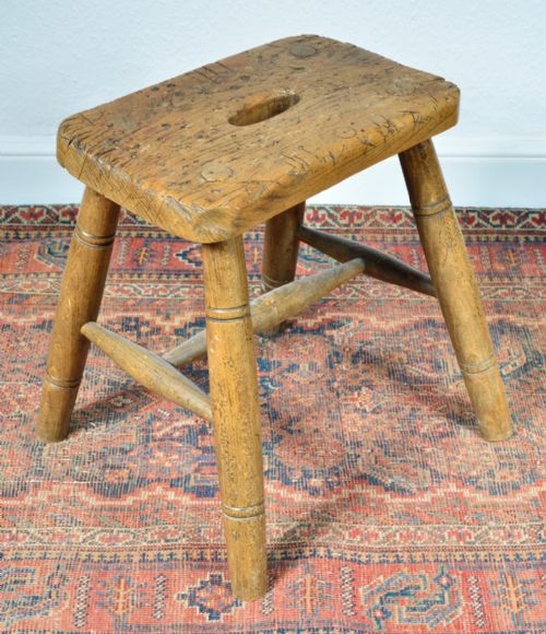 ARTS CRAFTS ELM STOOL BY WILLIAM BIRCH - ADDITIONAL PHOTO 3
