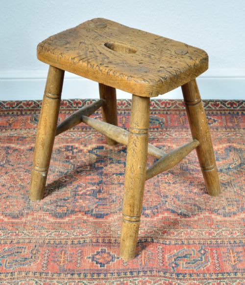 ARTS CRAFTS ELM STOOL BY WILLIAM BIRCH - ADDITIONAL PHOTO 4