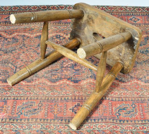 ARTS CRAFTS ELM STOOL BY WILLIAM BIRCH - ADDITIONAL PHOTO 5