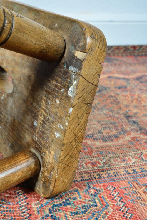 ARTS CRAFTS ELM STOOL BY WILLIAM BIRCH - ADDITIONAL PHOTO 7