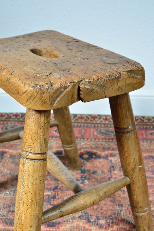 ARTS CRAFTS ELM STOOL BY WILLIAM BIRCH - ADDITIONAL PHOTO 8