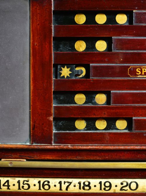 VICTORIAN SNOOKER BILLIARDS LIFE POOL SCOREBOARD WITH BALL CUPBOARD BY ORME MANCHESTER - ADDITIONAL PHOTO 2