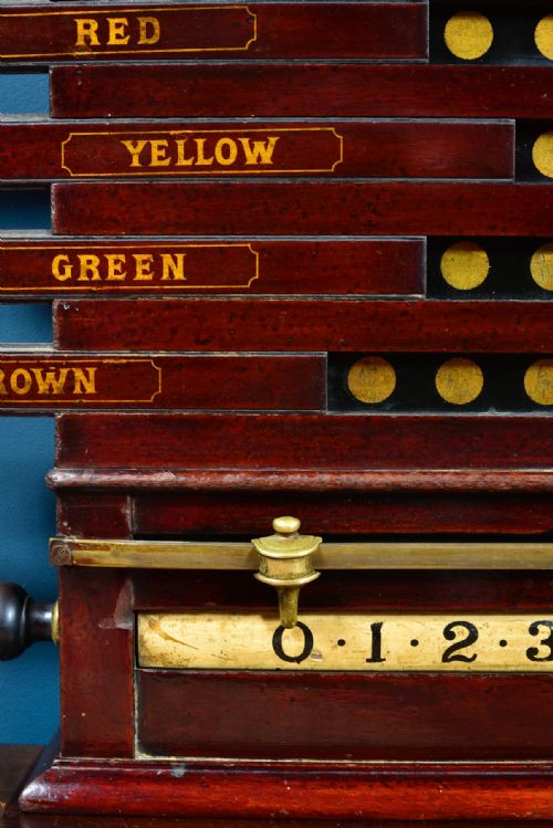 VICTORIAN SNOOKER BILLIARDS LIFE POOL SCOREBOARD WITH BALL CUPBOARD BY ORME MANCHESTER - ADDITIONAL PHOTO 4