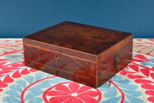 george iii inlaid mahogany box with divider c1800 - CATEGORY: ANTIQUE BOXES - DATED 1800