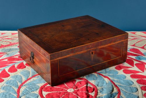 GEORGE III INLAID MAHOGANY BOX WITH DIVIDER C1800 - ADDITIONAL PHOTO 1