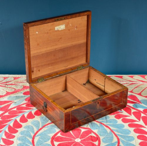 GEORGE III INLAID MAHOGANY BOX WITH DIVIDER C1800 - ADDITIONAL PHOTO 5