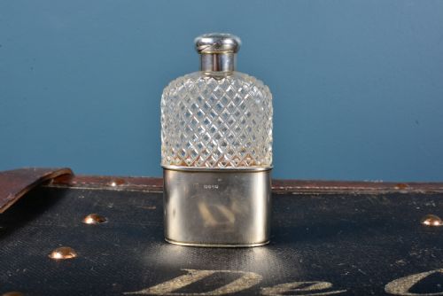 VICTORIAN SILVER MOUNTED CUT GLASS HIP FLASK BEAKER BY JANE BROWNETT ALEXANDER JONES LONDON 1883 - ADDITIONAL PHOTO 1