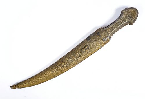 OTTOMAN CORAL AND TURQUOISE INSET GOLD DAMASCENED DAGGER 19TH CENTURY - ADDITIONAL PHOTO 3