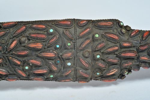 OTTOMAN CORAL AND TURQUOISE INSET GOLD DAMASCENED DAGGER 19TH CENTURY - ADDITIONAL PHOTO 5