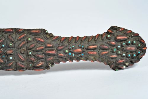 OTTOMAN CORAL AND TURQUOISE INSET GOLD DAMASCENED DAGGER 19TH CENTURY - ADDITIONAL PHOTO 6