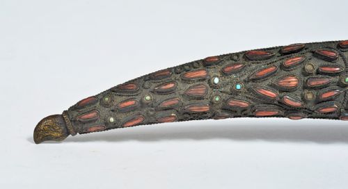 OTTOMAN CORAL AND TURQUOISE INSET GOLD DAMASCENED DAGGER 19TH CENTURY - ADDITIONAL PHOTO 7