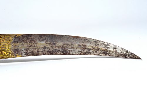 OTTOMAN CORAL AND TURQUOISE INSET GOLD DAMASCENED DAGGER 19TH CENTURY - ADDITIONAL PHOTO 14