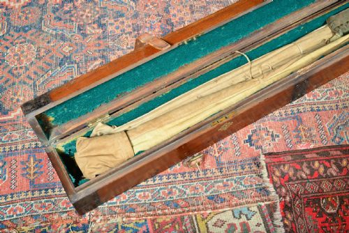 EDWARDIAN METAL MOUNTED PINE ROD BOX CASE C1905 - ADDITIONAL PHOTO 4