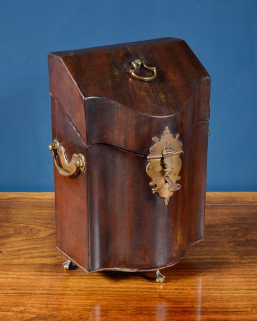 george ii mahogany serpentine knife box desk companion c1750 - CATEGORY: ANTIQUE BOXES - DATED 1750