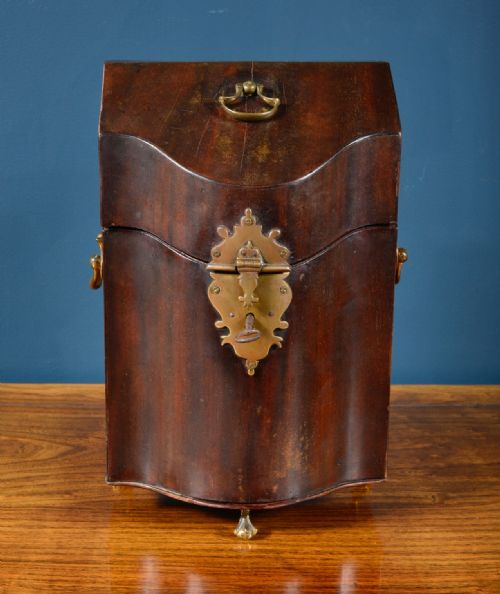 GEORGE II MAHOGANY SERPENTINE KNIFE BOX DESK COMPANION C1750 - ADDITIONAL PHOTO 6