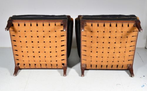 A PAIR OF FRENCH MAHOGANY AND BLACK LEATHER LIBRARY ARMCHAIRS C1900 - ADDITIONAL PHOTO 18