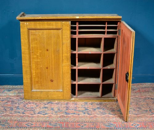 VICTORIAN SOLICITORS PIGEON HOLE CUPBOARD ORIGINAL SCUMBLED PAINT FINISH BY THOMAS MANCHIP BRIDGWATER - ADDITIONAL PHOTO 3