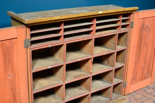 VICTORIAN SOLICITORS PIGEON HOLE CUPBOARD ORIGINAL SCUMBLED PAINT FINISH BY THOMAS MANCHIP BRIDGWATER - ADDITIONAL PHOTO 17