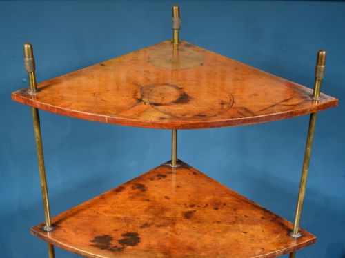 BIRCH CAMPAIGN FOUR TIER CORNER WHATNOT WITH BRASS SUPPORTS C1880 - ADDITIONAL PHOTO 4