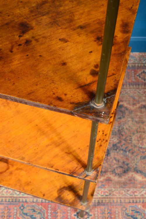 BIRCH CAMPAIGN FOUR TIER CORNER WHATNOT WITH BRASS SUPPORTS C1880 - ADDITIONAL PHOTO 7