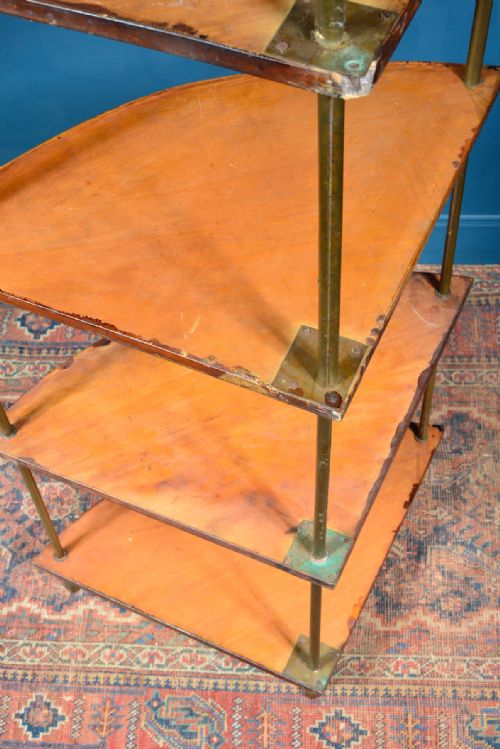 BIRCH CAMPAIGN FOUR TIER CORNER WHATNOT WITH BRASS SUPPORTS C1880 - ADDITIONAL PHOTO 8