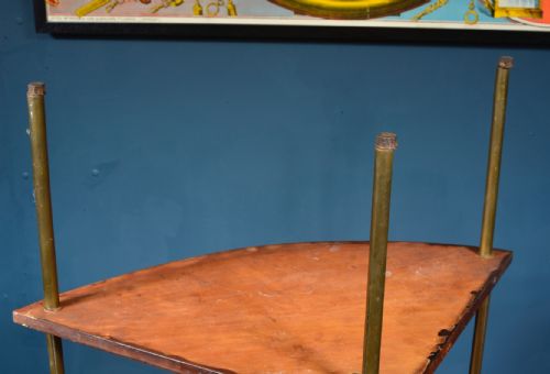 BIRCH CAMPAIGN FOUR TIER CORNER WHATNOT WITH BRASS SUPPORTS C1880 - ADDITIONAL PHOTO 9