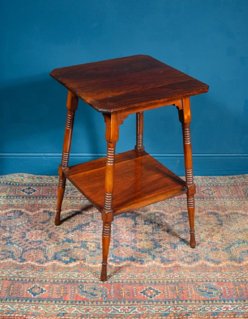 walnut two tier occasional table attributed to liberty co c1890 - CATEGORY: ANTIQUE TABLES - DATED 1890